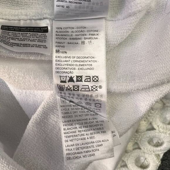 Levi's Hoodie Womens Large White Made Crafted Crochet Kangaroo Pockets Pullover - Picture 9 of 15